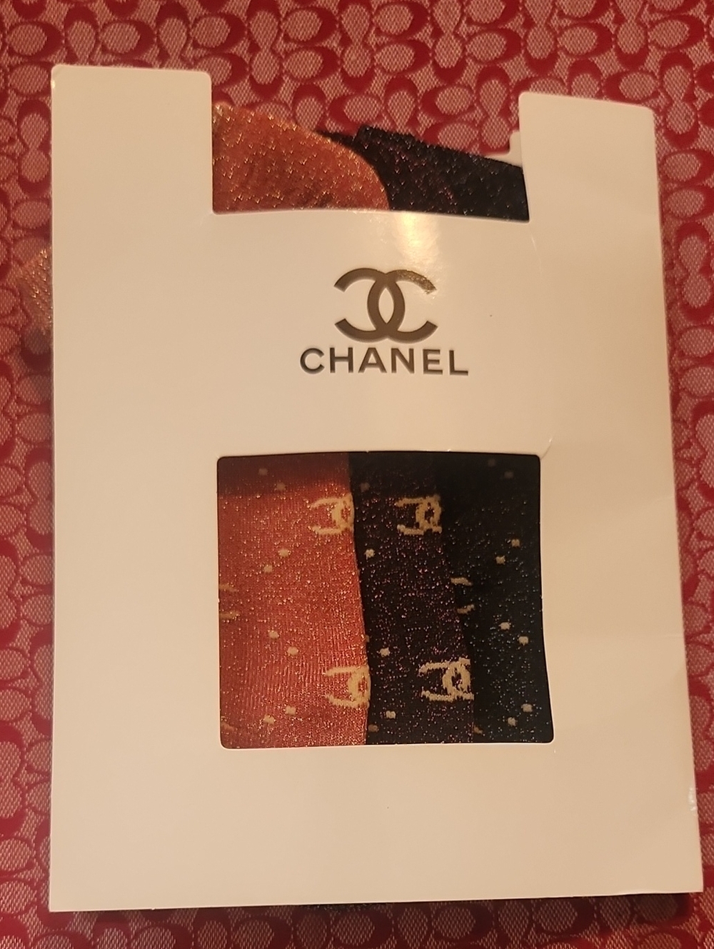 CHANEL Black & Rust Logo Knit Socks